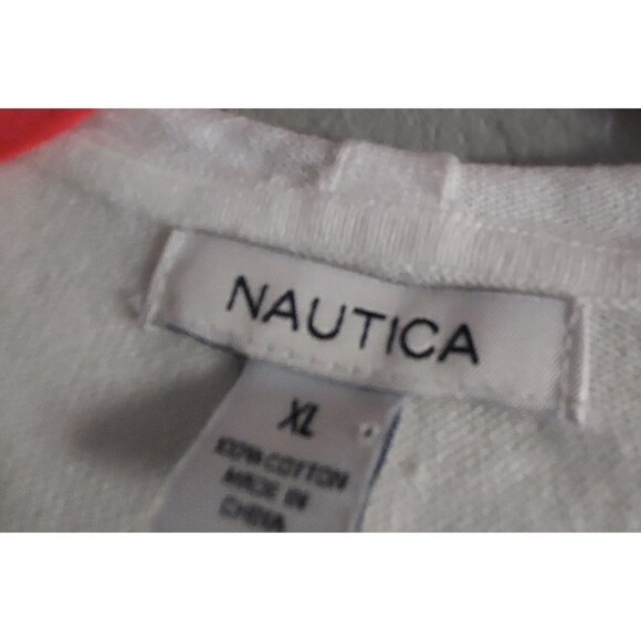 Nautica Women’s Open Front Cardigan Hoodie 100% Cotton Red White Striped XL - Picture 2 of 10